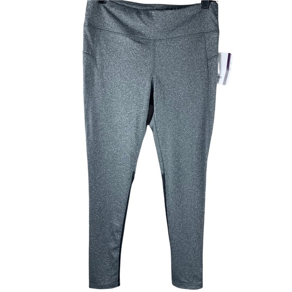 Jockey Sport Heathered Gray with Black Mesh Panels Runners Leggings Size Medium - Picture 1 of 8